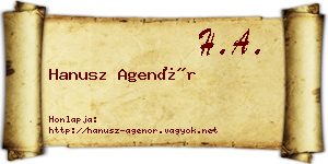 Hanusz Agenór névjegykártya